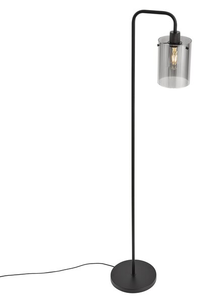 Lampada da terra di design nera con vetro fumé - Domo