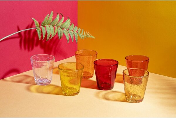 Villa deste Cancun Sunset Set 6 bicchieri acqua in pasta d vetro soffiato 330 ml Colore Rosso - 5909889