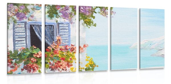 Quadri 5 pezzi – Casetta e vista sul mare