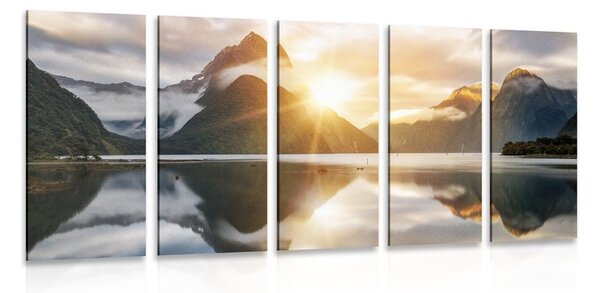 Quadri 5 pezzi – Bellissimo alba in Nuova Zelanda