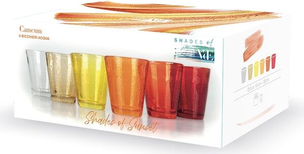 Villa deste Cancun Sunset Set 6 bicchieri acqua in pasta d vetro soffiato 330 ml Colore Rosso - 5909889