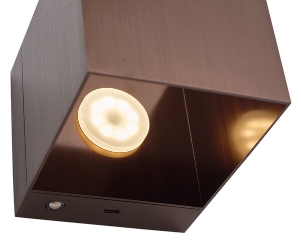 Lampada da parete moderna bronzo scuro con LED e dimmer touch ricaricabile - Joris