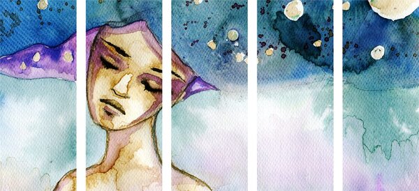 Quadri 5 pezzi – Fata lunare