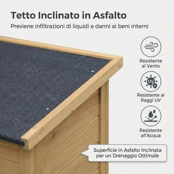 VivaGarden Armadietto da Esterno / Balcone in Legno 1 Anta Dimensioni 87x46.5x96.5 cm colore Legno Naturale