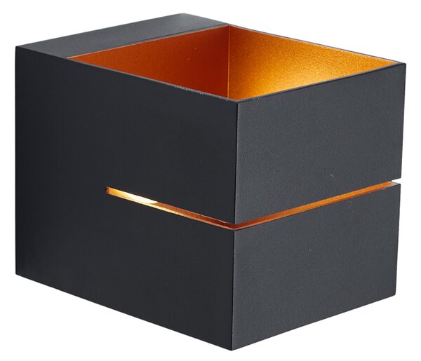 Lampada da parete moderna nera con interno dorato con LED e dimmer touch ricaricabile - Joris Groove