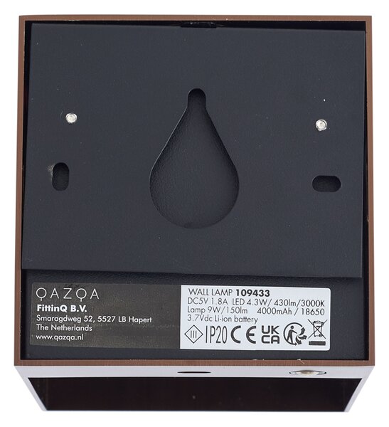 Lampada da parete moderna bronzo scuro con LED e dimmer touch ricaricabile - Joris