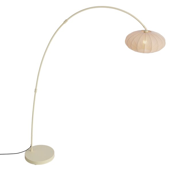 Lampada da terra ad arco Japandi beige con paralume - Bida