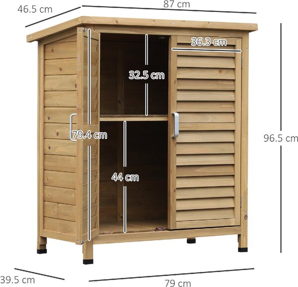 VivaGarden Armadietto da Esterno / Balcone in Legno 1 Anta Dimensioni 87x46.5x96.5 cm colore Legno Naturale