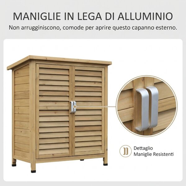 VivaGarden Armadietto da Esterno / Balcone in Legno 1 Anta Dimensioni 87x46.5x96.5 cm colore Legno Naturale