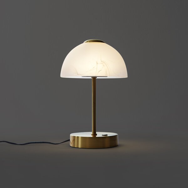 Lampada da tavolo di design oro con vetro opale incl. LED dimmerabile - Joya