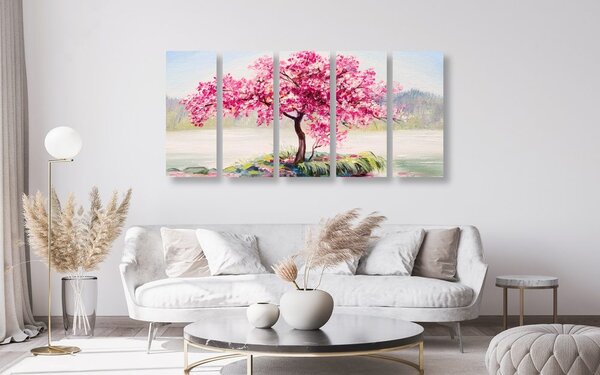 Quadri 5 pezzi – Ciliegio orientale in rosa