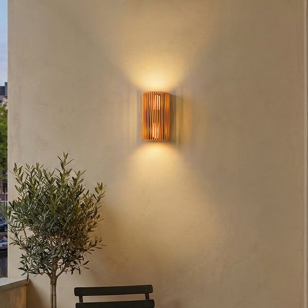 Lampada da parete Japandi arancione con nero e corda IP44 - Jayla