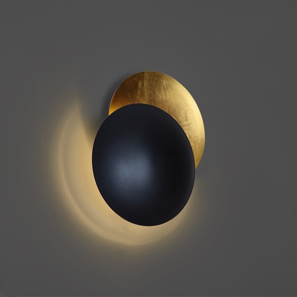 Lampada da parete moderna nera con oro 34,5 cm 2 luci - Sunrise