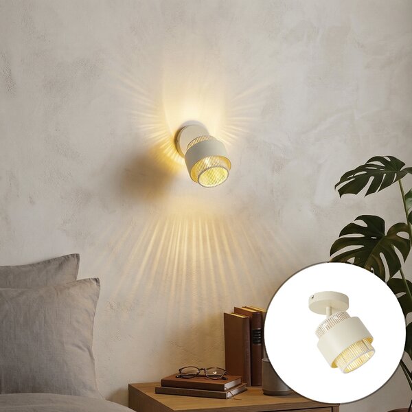 Faretto moderno beige con corda, ruotabile e inclinabile - Kora