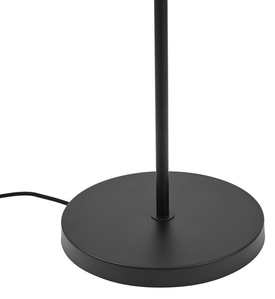 Lampada da terra Japandi nera con paralume in tessuto marrone - Bida
