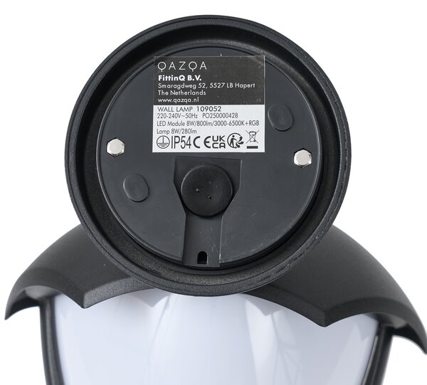 Applique da esterno smart nera con vetro opale incl. LED IP54 - Classica
