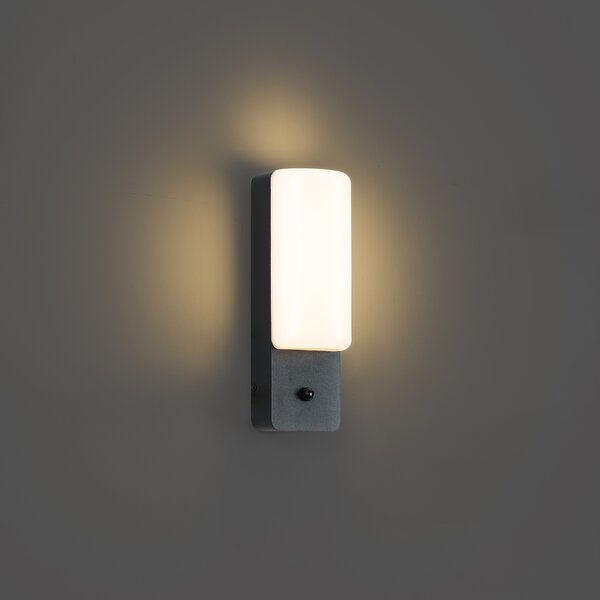 Applique da esterno nera con sensore crepuscolare con LED incl. - Shift