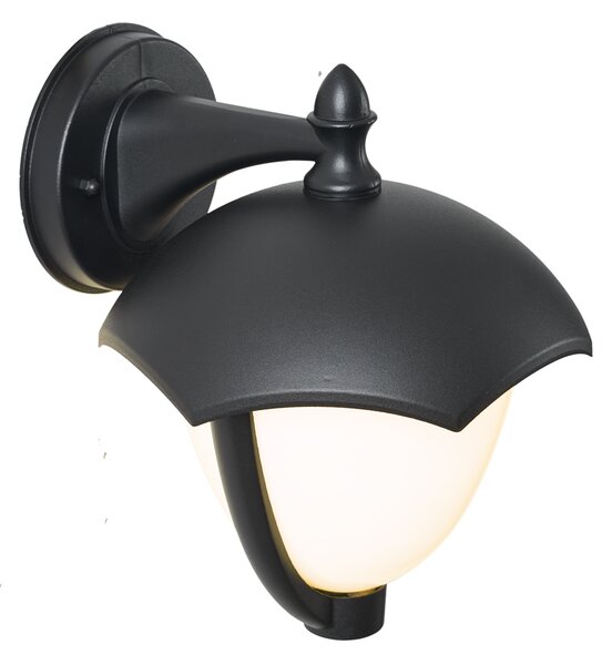 Applique da esterno smart nera con vetro opale incl. LED IP54 - Classica