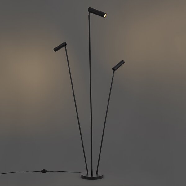 Lampada da terra moderna nera 3 luci GU10 35mm - Thomas