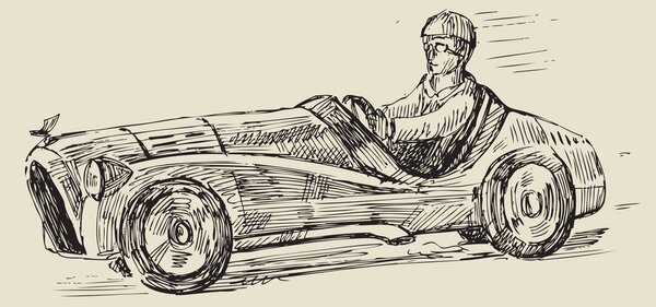 Quadro su tela – Auto da corsa in stile retrò