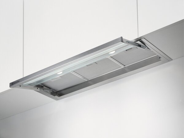 Electrolux Cappa Cucina Aspirante / Filtrante da Incasso Sottopensile Larghezza 86 cm Vetro estraibile colore Acciaio Inox - LFP329X