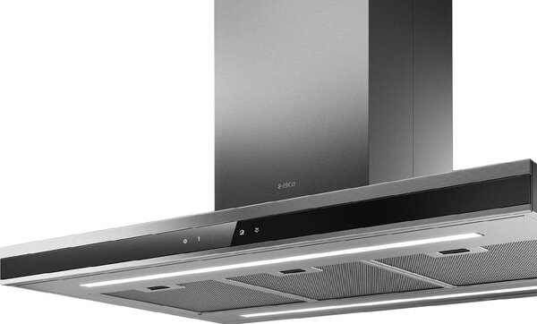 Elica Cappa cucina Aspirante a Isola Larghezza 90 cm finitura Acciaio Inox + Vetro nero - PRF0167313 ADLE IS BLIX/A/90 X 60