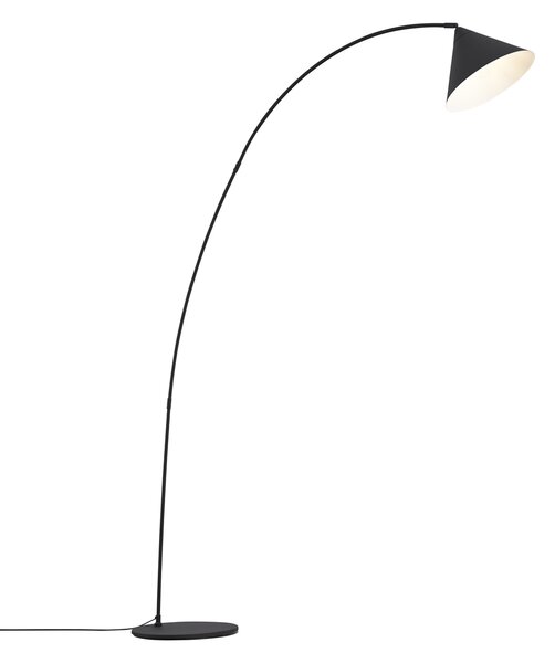 Lampada da terra retrò nera con interno bianco - Triangolo