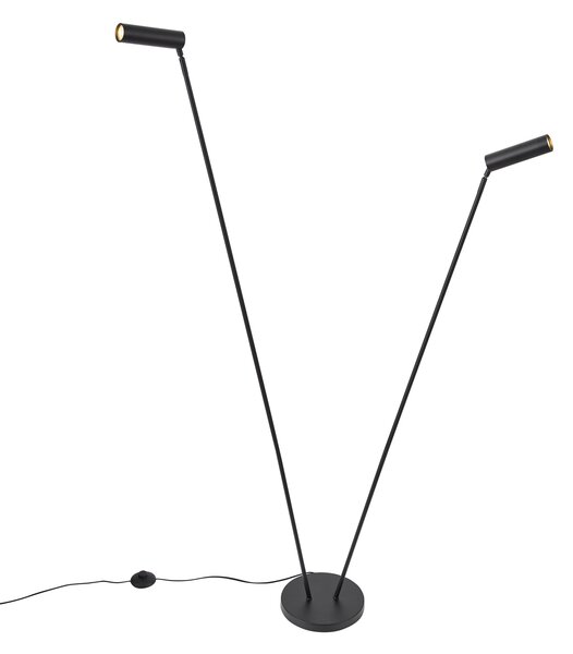 Lampada da terra moderna nera 2 luci GU10 35mm - Thomas