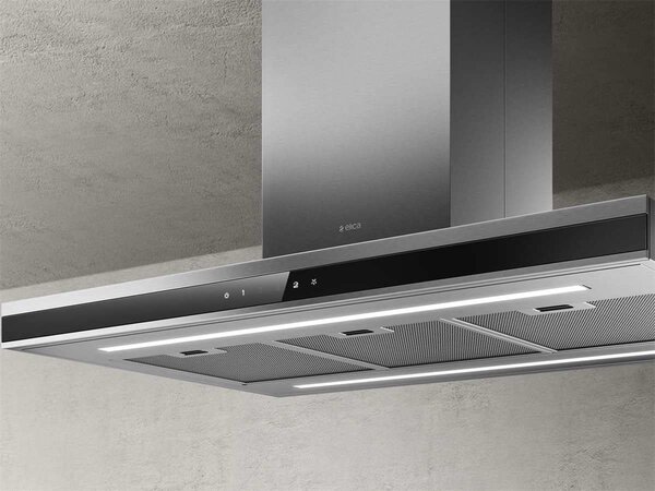 Elica Cappa cucina Aspirante a Isola Larghezza 90 cm finitura Acciaio Inox + Vetro nero - PRF0167313 ADLE IS BLIX/A/90 X 60