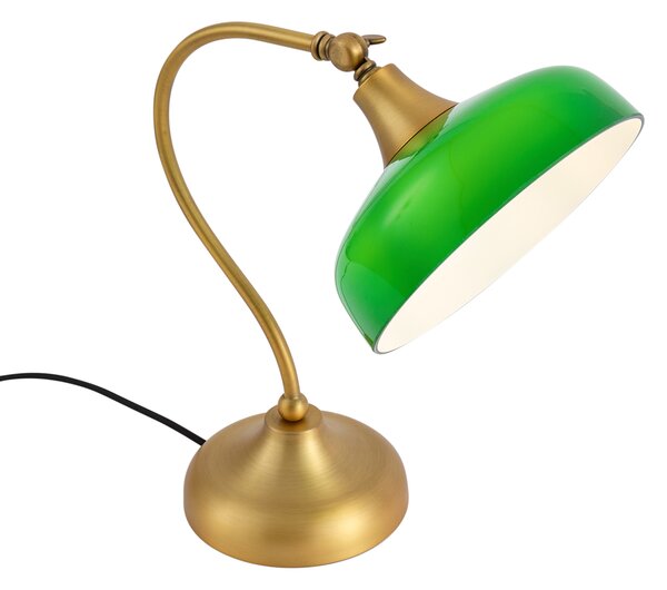 Lampada da tavolo classica bronzo con vetro opale verde - Clerk