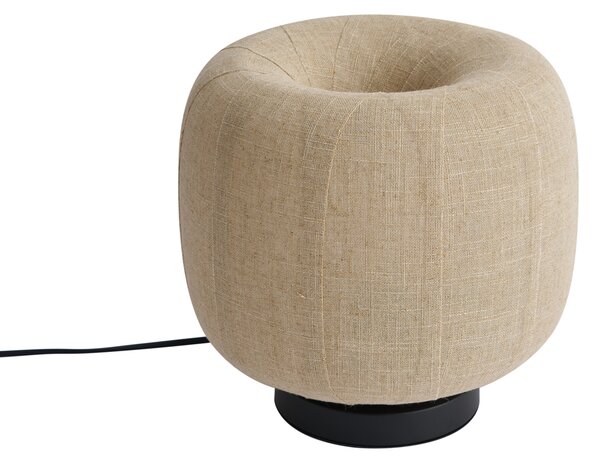Lampada da tavolo Japandi nera con paralume in lino beige 27cm - Nami
