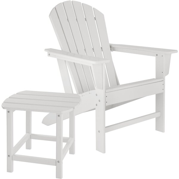 Tectake 404618 sedia da giardino con tavolino resistente alle intemperie - bianco/bianco