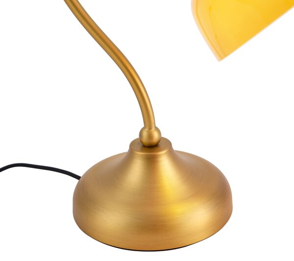 Lampada da tavolo classica bronzo con vetro opale arancione - Clerk