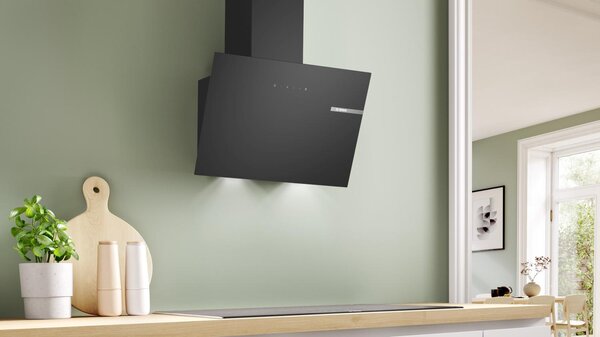 Bosch Cappa Cucina Aspirante a Parete Larghezza 60 cm Classe A Vetro colore Nero Serie 2 - DWK65DK60