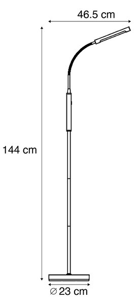 Lampada da terra moderna in acciaio con LED dimmerabile a 3 livelli ricaricabile - Statler