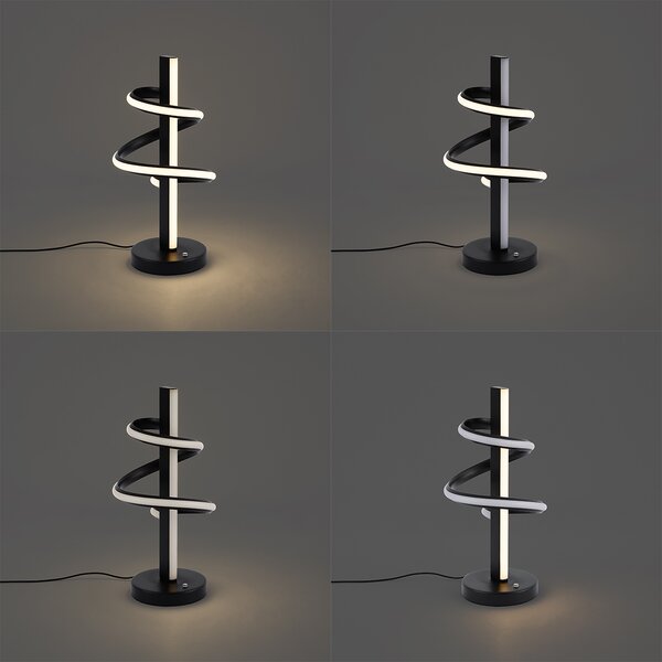 Lampada da tavolo di design nera con LED dimmerabile con interruttore a 3 vie - Rolla