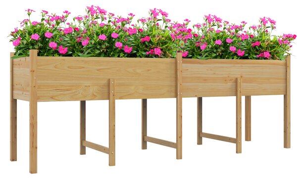 Outsunny Fioriera su Piedi Orto Rialzato, Inserti per l'irrigazione + Tessuto di Drenaggio Inclusi Legno di Abete pre-Olio