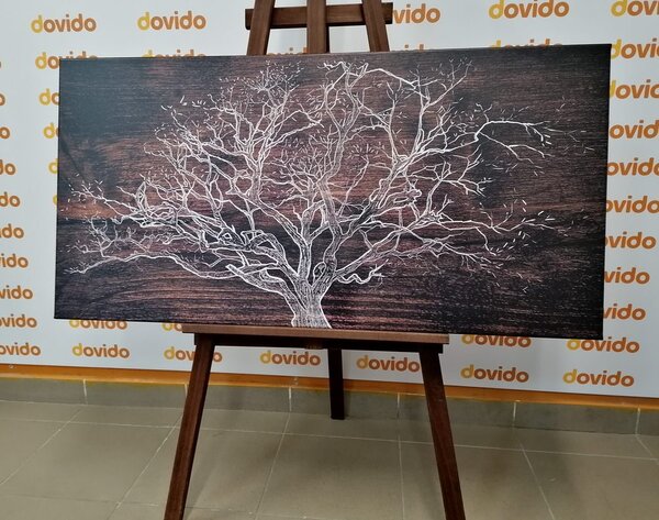 Quadro su tela – Albero su sfondo di legno