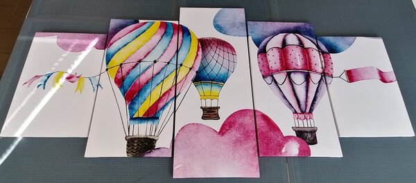 Quadri 5 pezzi – Palloncini nel vento