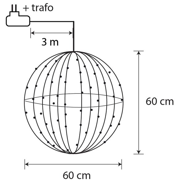 Lampada a sospensione natalizia a forma di palla bianca 60 cm con LED e timer IP44 - Nobi