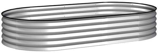 Fioriera rialzata in acciaio zincato letto da giardino bordo gomma 181 x 93 x 30 cm argento Outsunny | Aosom Italy