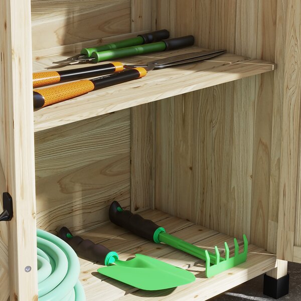 Outsunny Tavolo da rinvaso tavolo da giardinaggio armadietto e ripiani e piano con piedini antiscivolo 90,5x41x124,5cm legno naturale | Aosom Italy