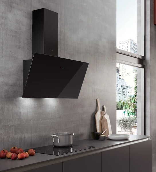 Faber Cappa Cucina Aspirante a Parete Larghezza 80 cm in Vetro colore Nero - 330.0529.666 TWEET BK A80 | Tweet