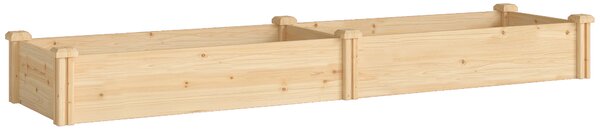 Outsunny Aiuola rialzata in legno, vasca per piante con divisorio e fondo aperto, serra da giardino 235 x 66 x 26 cm Legno naturale | Aosom Italy