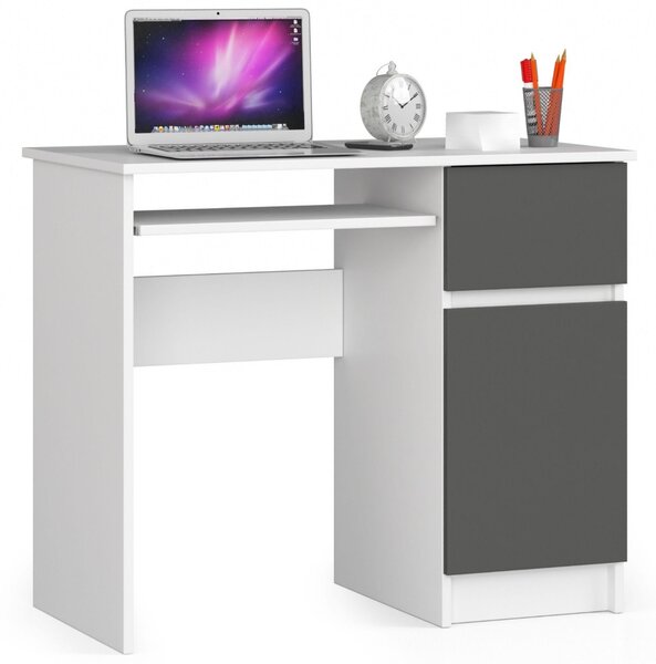 Scrivania Scandinava PIKSEL PK Bianca e Grigio Grafite Destra
