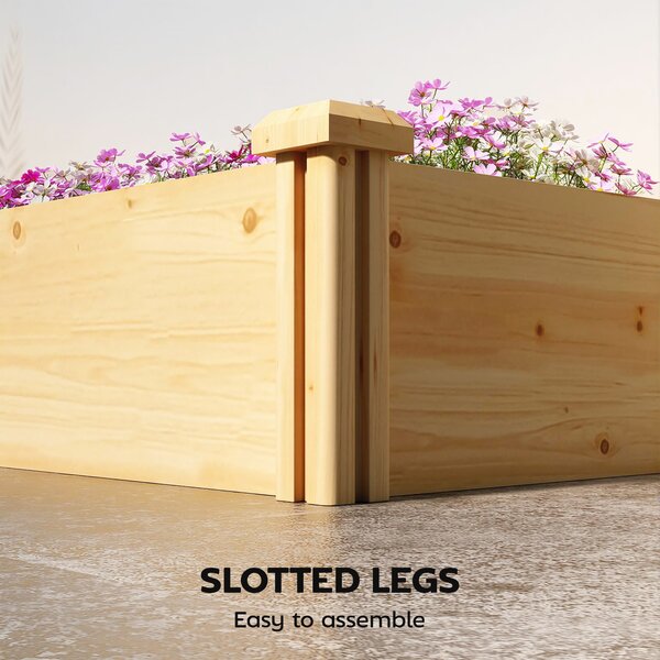 Outsunny Aiuola rialzata in legno, vasca per piante con divisorio e fondo aperto, serra da giardino 235 x 66 x 26 cm Legno naturale | Aosom Italy
