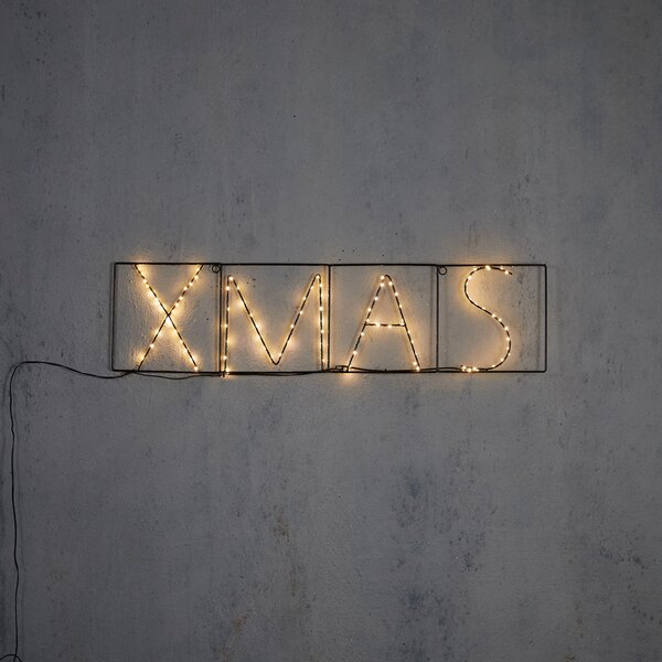 Lampada da parete natalizia nera XMAS con LED e timer IP44 - Yoro