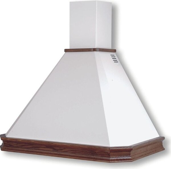 Samet Cappa Cucina Aspirante a Parete Larghezza 90 cm Classe C colore Panna Bucciato con Inserti in Massello Noce - Mattei90