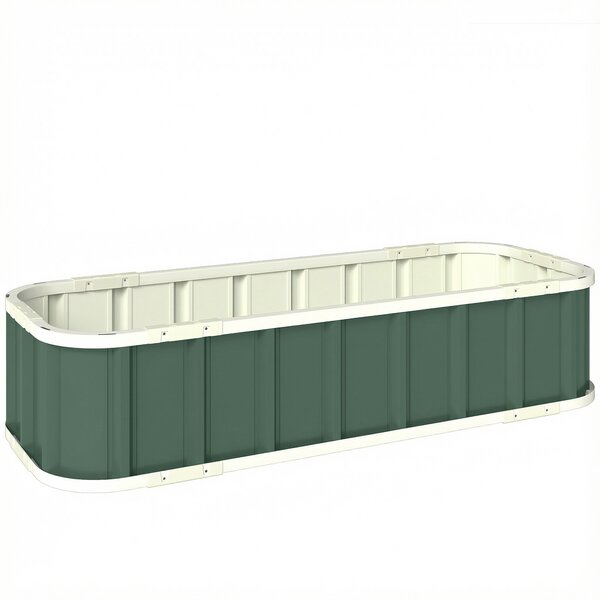 Outsunny Letto rialzato in acciaio, vaso da coltivazione con chiusure a scatto, bordo piegato, mini-serra 136 x 52 x 31 cm Verde chiaro | Aosom Italy