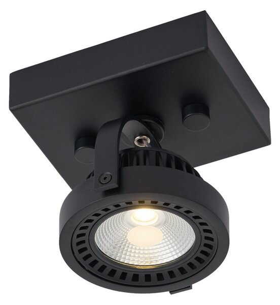 Faretto moderno da superficie nero con LED dimmerabile incluso - Apollo